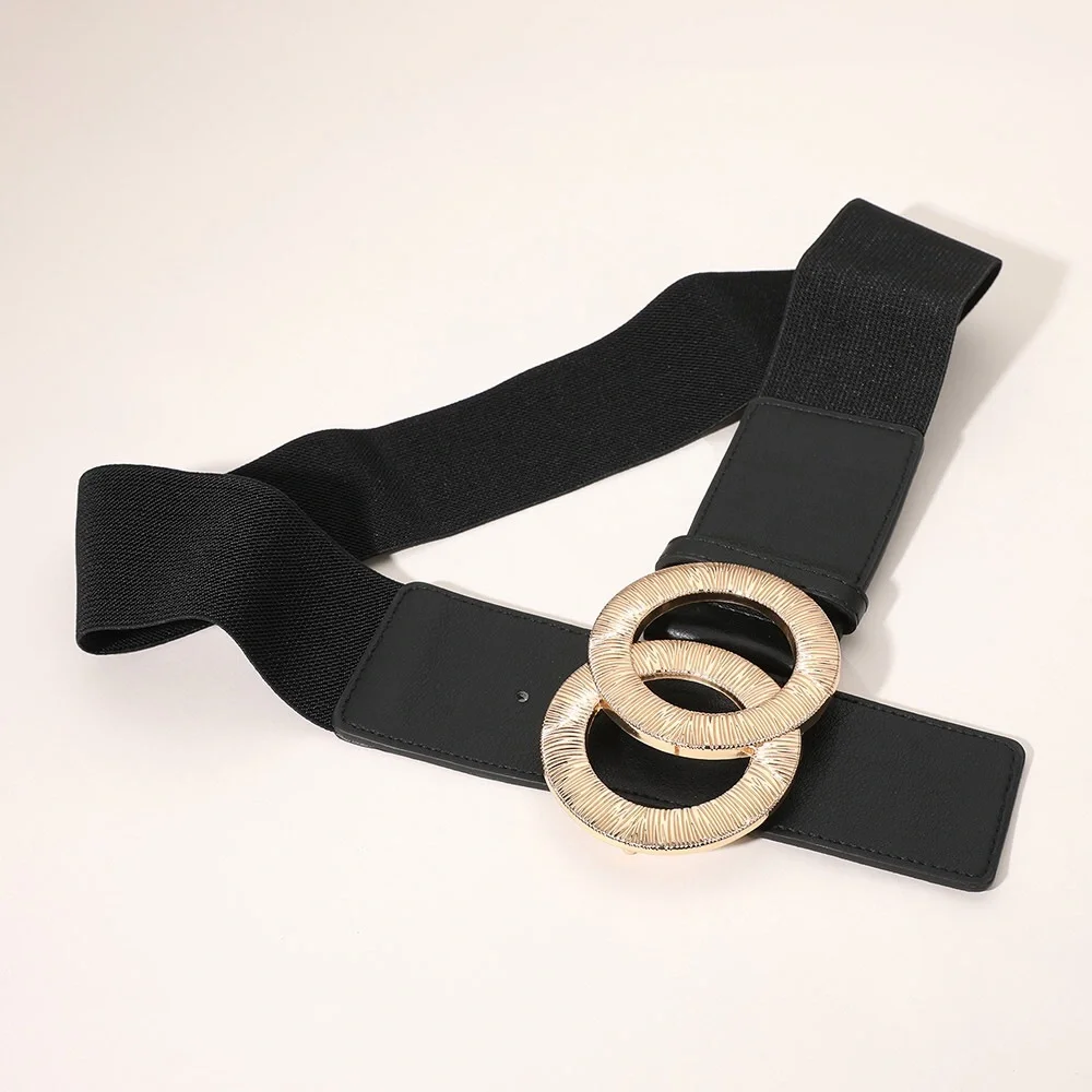 Black and Gold Wide Leather Statement Belt